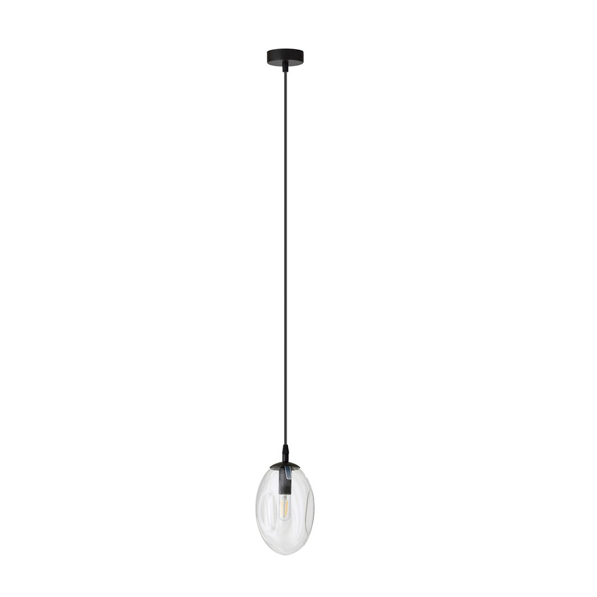 Lampada a sospensione Astral in acciaio nero e vetro