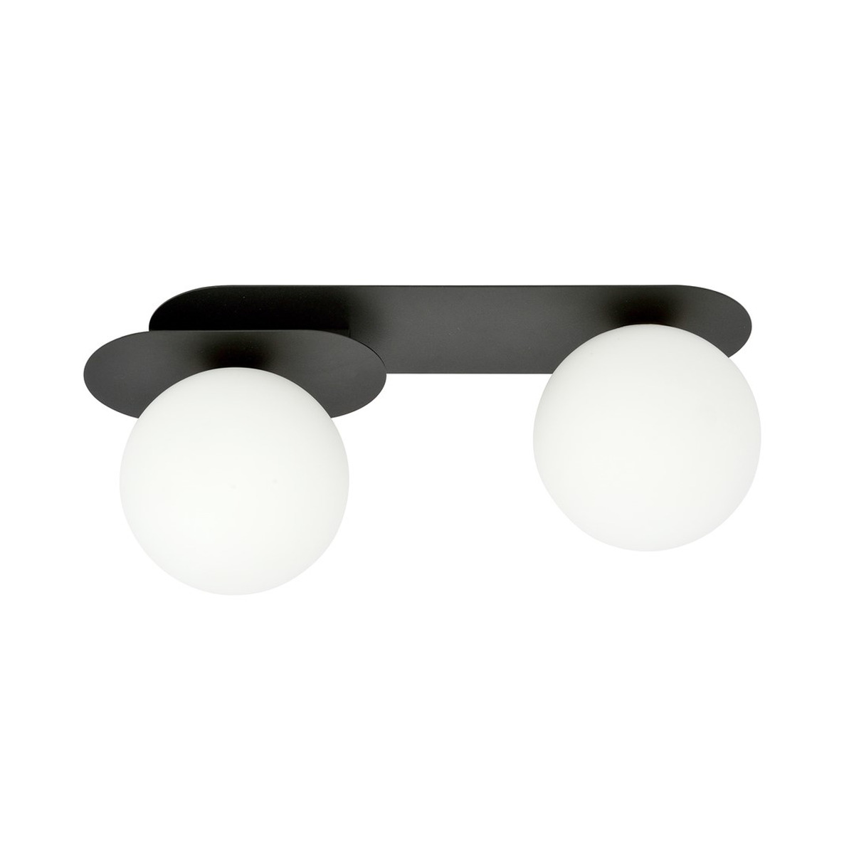 Lampada da soffitto PLAZA in acciaio nero e vetro opale