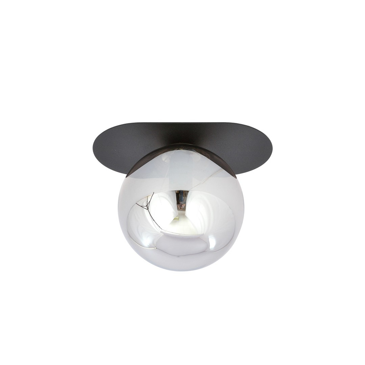 Lampada da soffitto Plaza in acciaio nero e vetro grafite