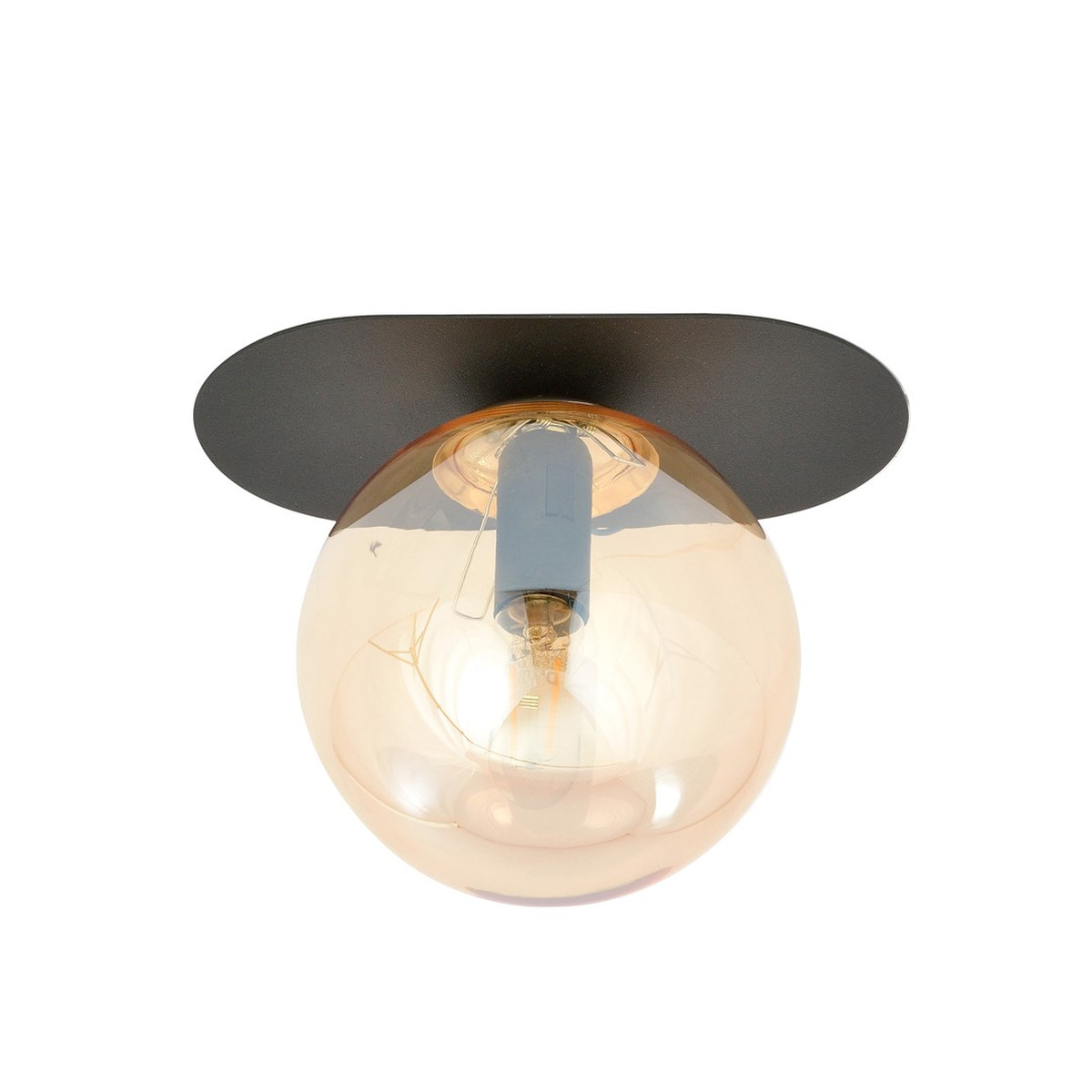 Lampada da tavolo Plaza in acciaio nero opaco e vetro ambra