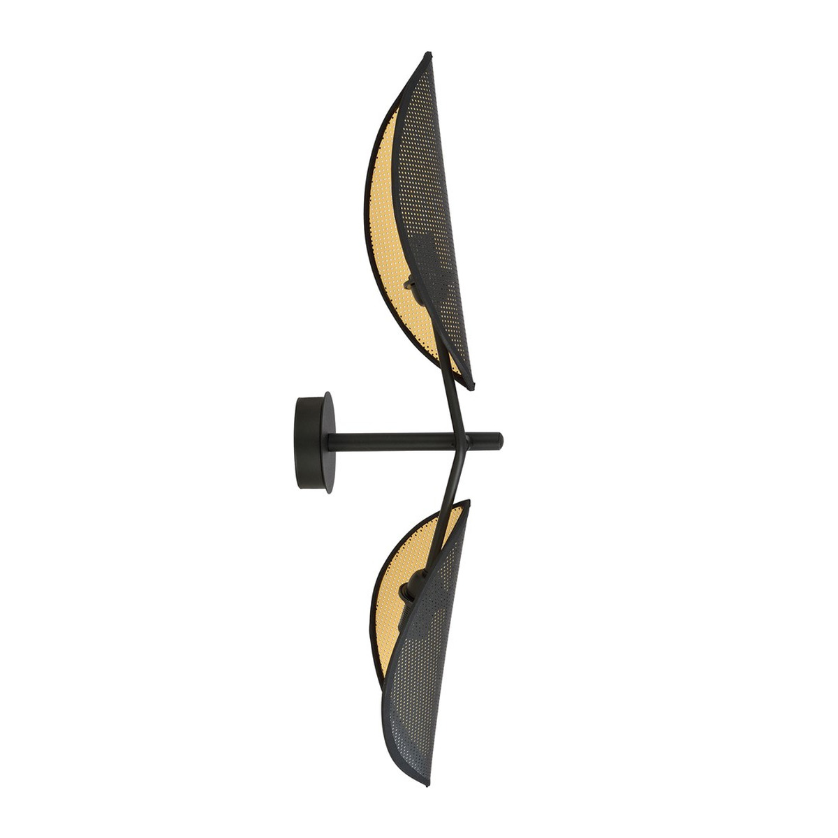 Vene wall lamp in steel with black and gold leaf-shaped shades