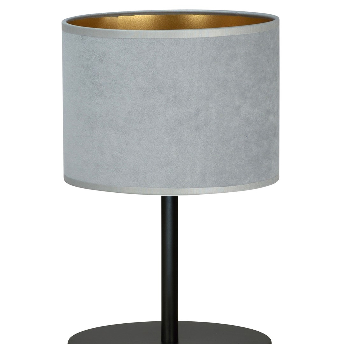 Lampada da tavolo Hilde in acciaio nero e tessuto grigio