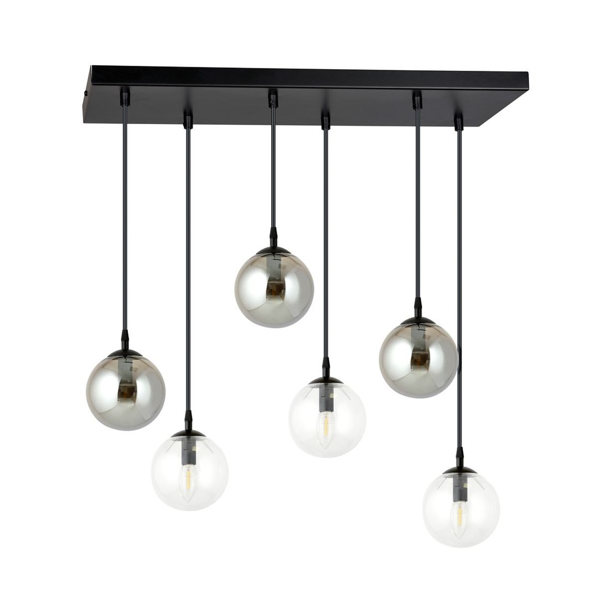 Lampada a sospensione Cosmo in acciaio nero e vetro
