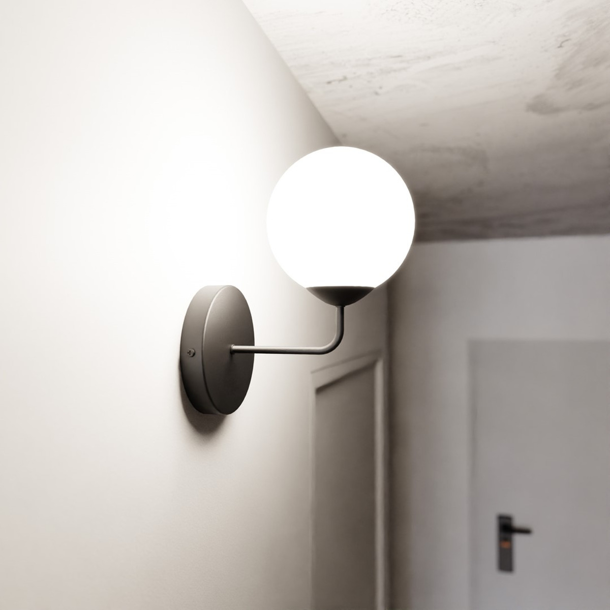 Lampada da parete PREGOS in metallo nero e vetro