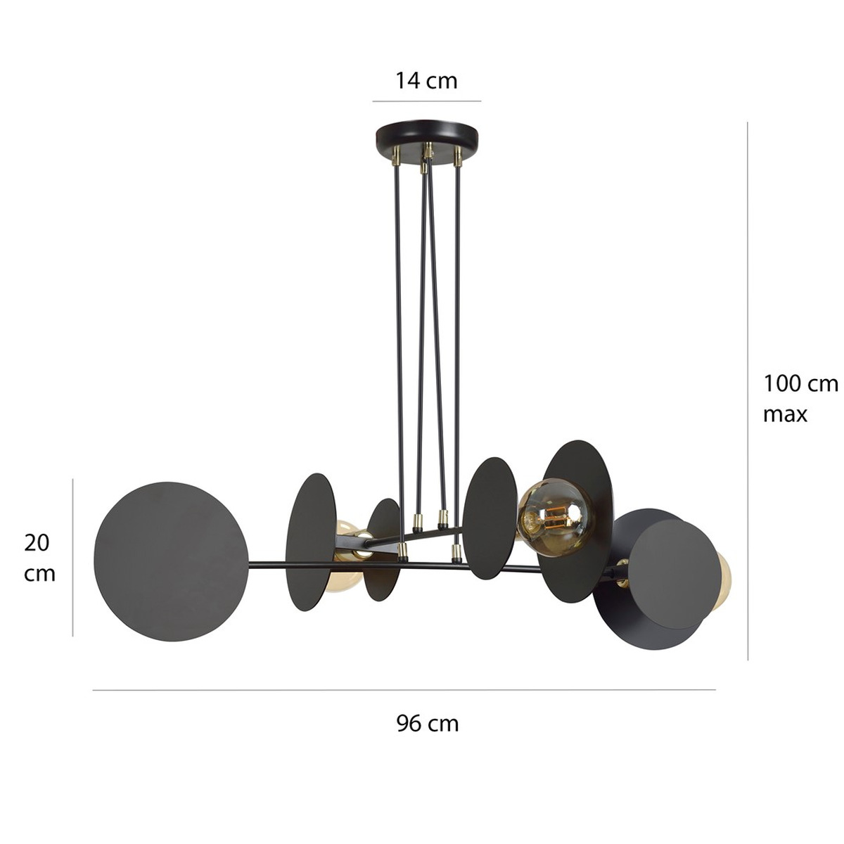 Lampada a sospensione Idea con cerchi geometrici in acciaio nero opaco