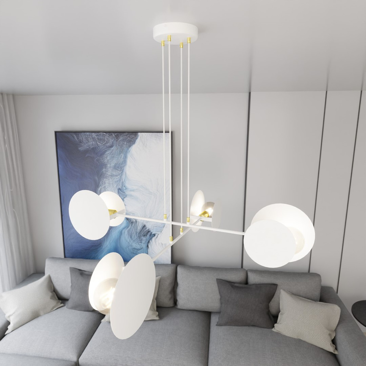 Lampada a sospensione Idea in acciaio bianco e oro