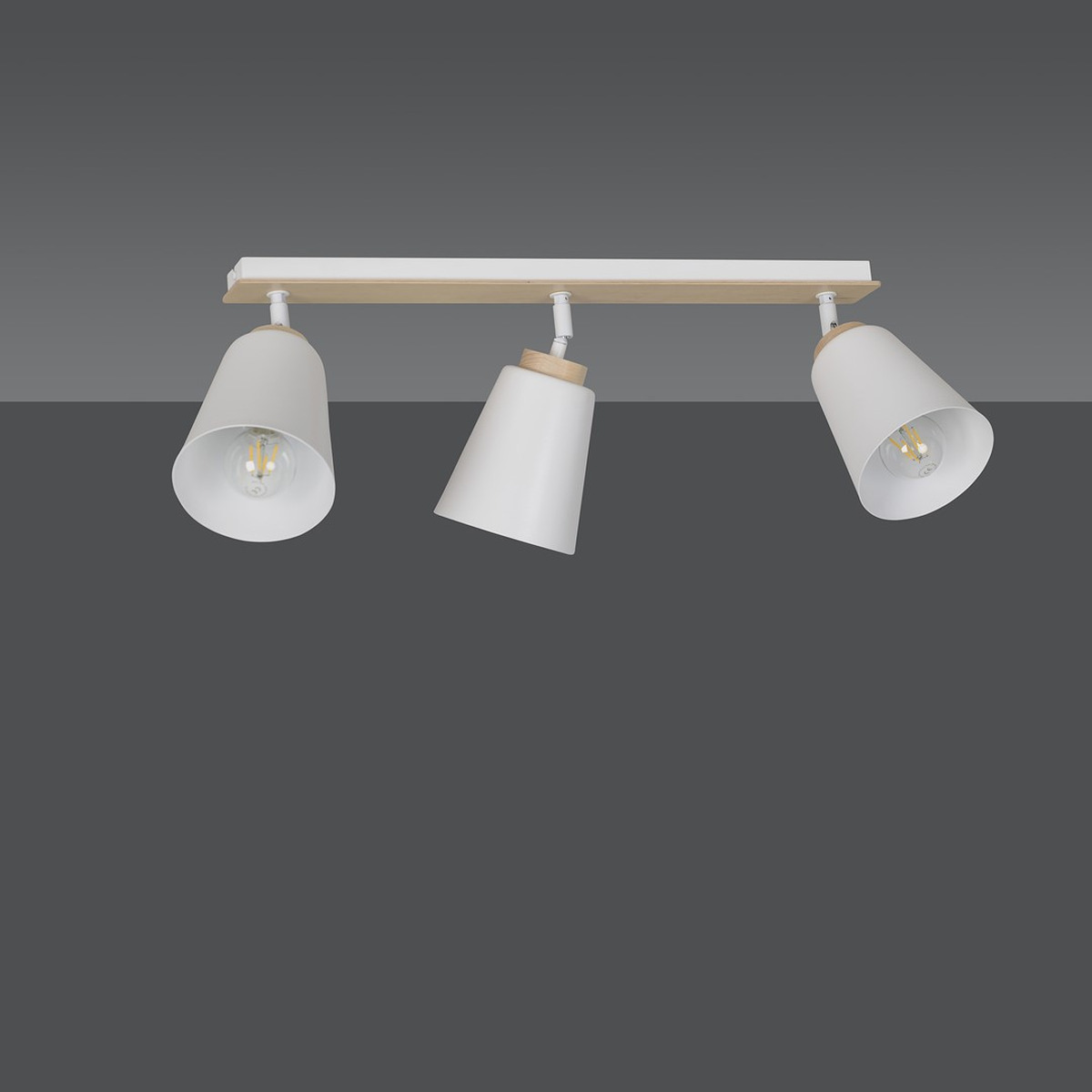 Faretto a soffitto ATLAS in acciaio bianco e legno naturale