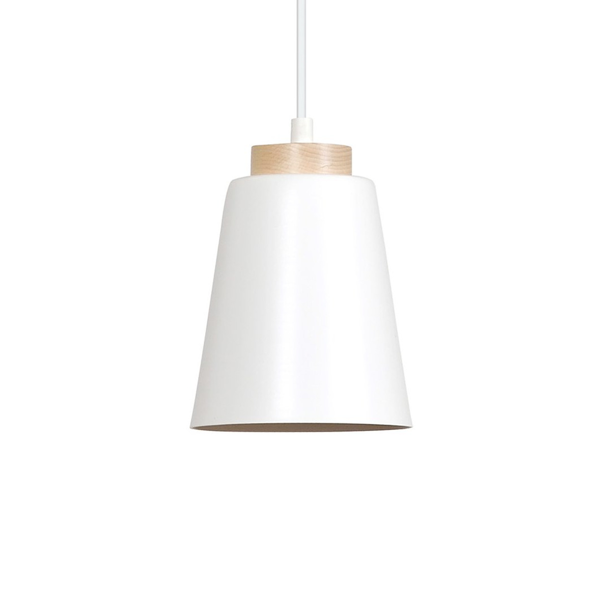 Lampada a sospensione BOLERO in acciaio bianco e legno