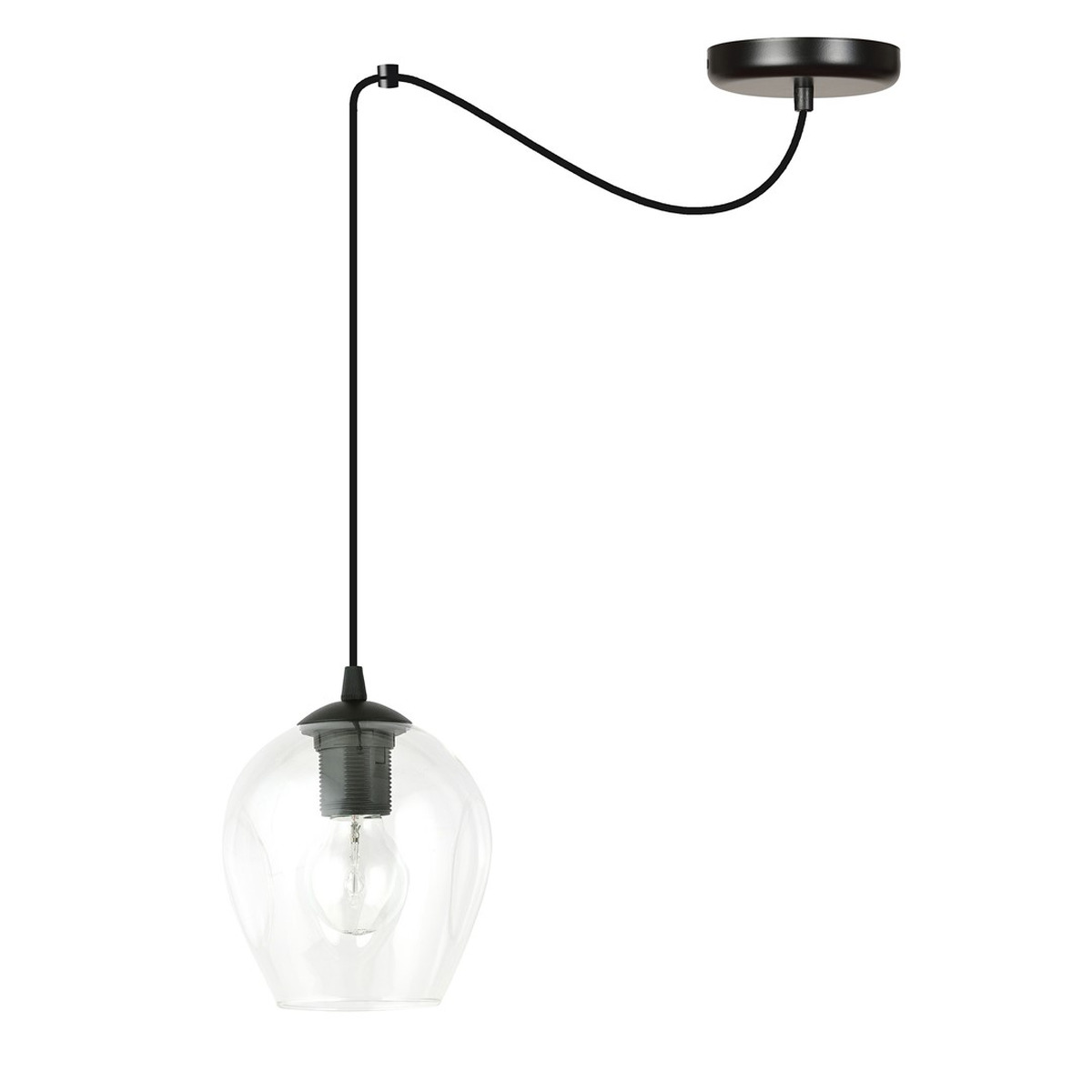 Lampada a sospensione LEVEL in acciaio nero e vetro trasparente