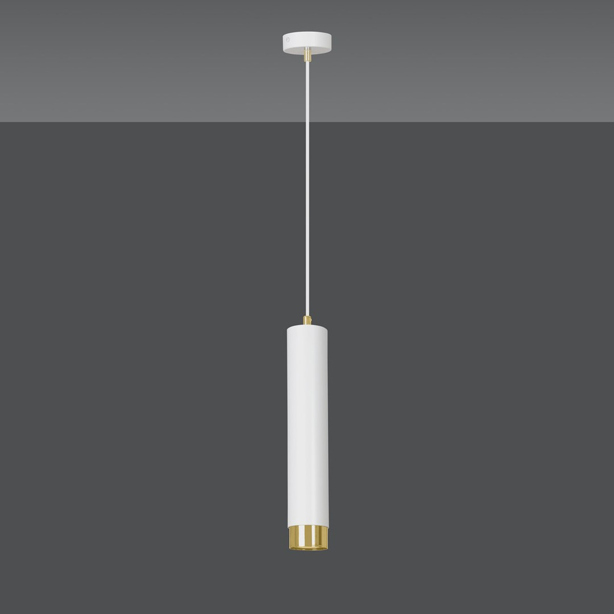 Lampada a sospensione Kibo in acciaio bianco e oro