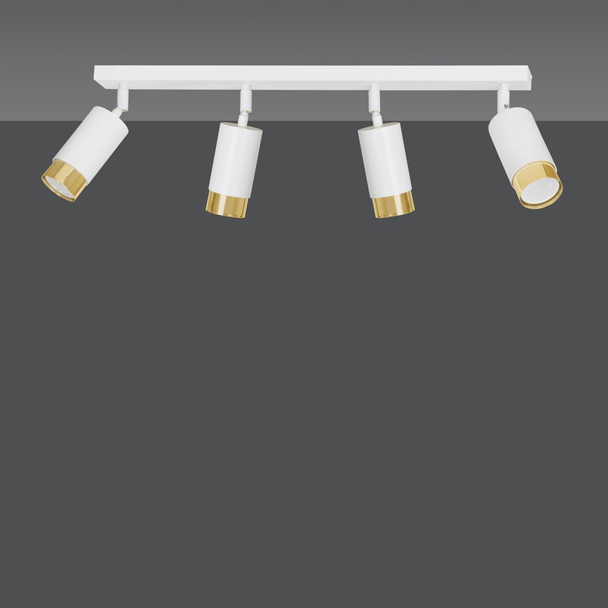 Faretto da soffitto Hiro in acciaio bianco e oro