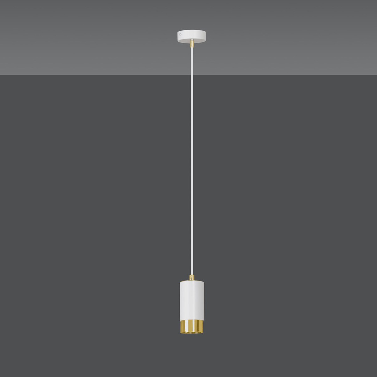 Lampada a sospensione Fumiko in acciaio bianco e oro