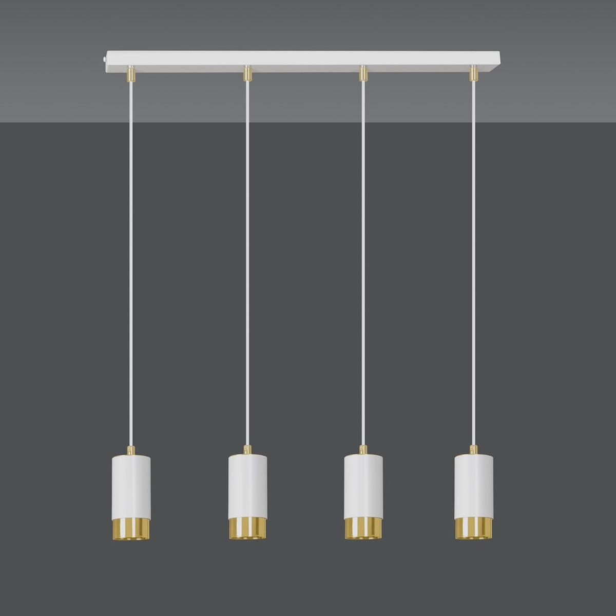 Lampada a sospensione Fumiko in acciaio bianco e oro