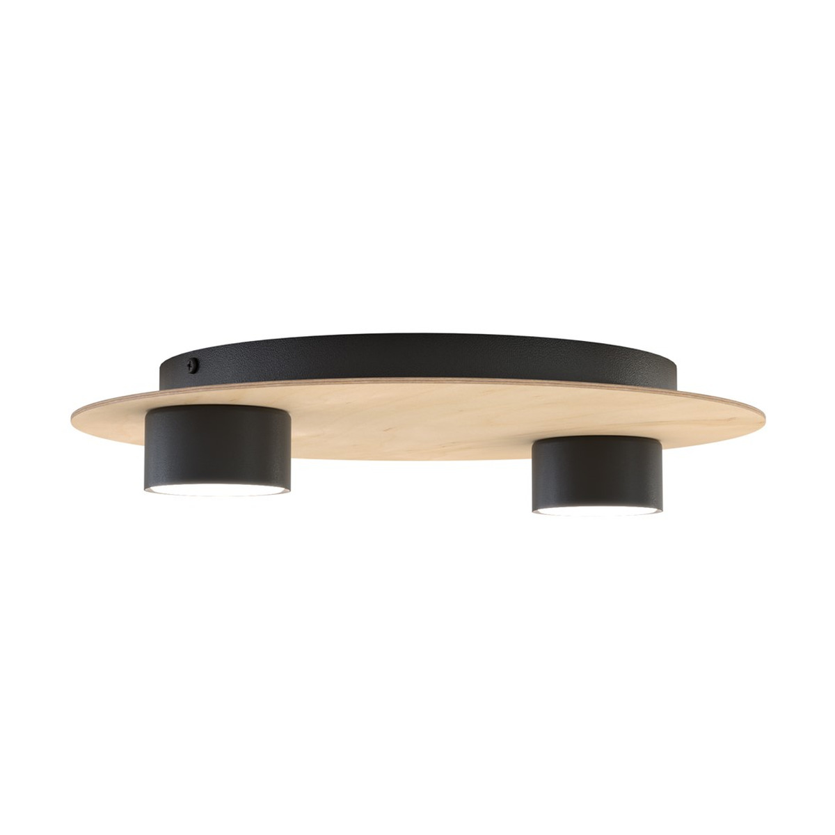 Lampada da soffitto PIXO in acciaio nero e legno naturale