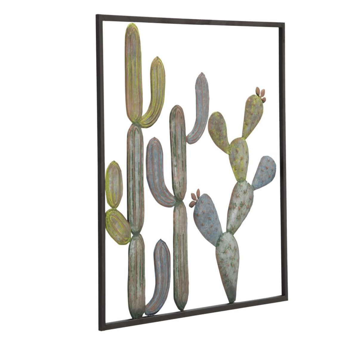 Kendra Home - Decorazione in Metallo 3D Cactus 4, Verde, 50x1,3x50 cm