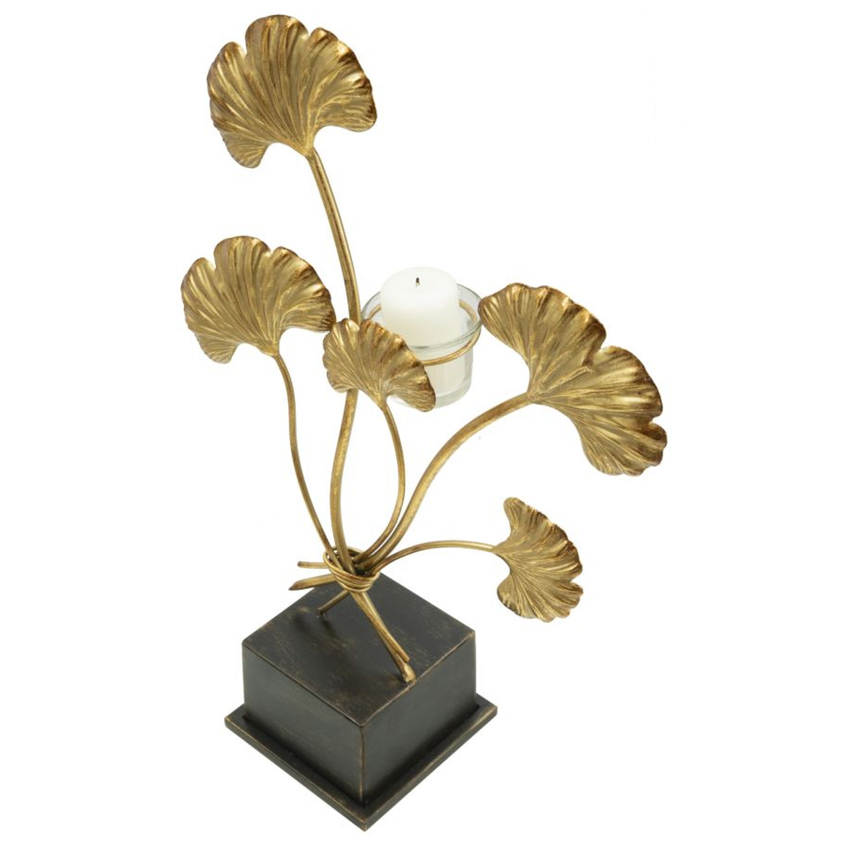 Kendra Home - Candle Holder Leaf 60, Gold, 29x12,5x44 cm