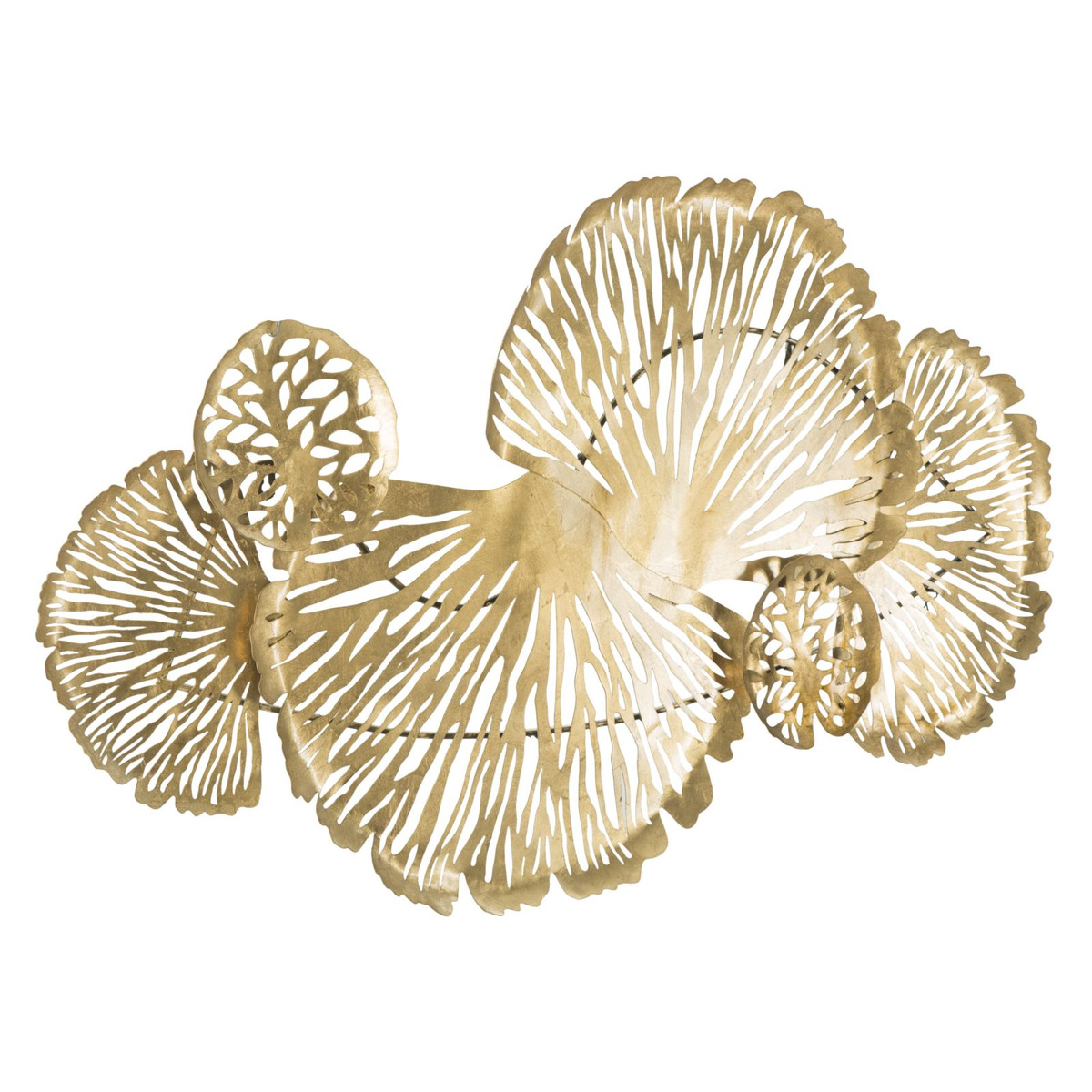 Kendra Home - Decorazione in Metallo 3D Foglia 21, Oro, 115x5x64 cm
