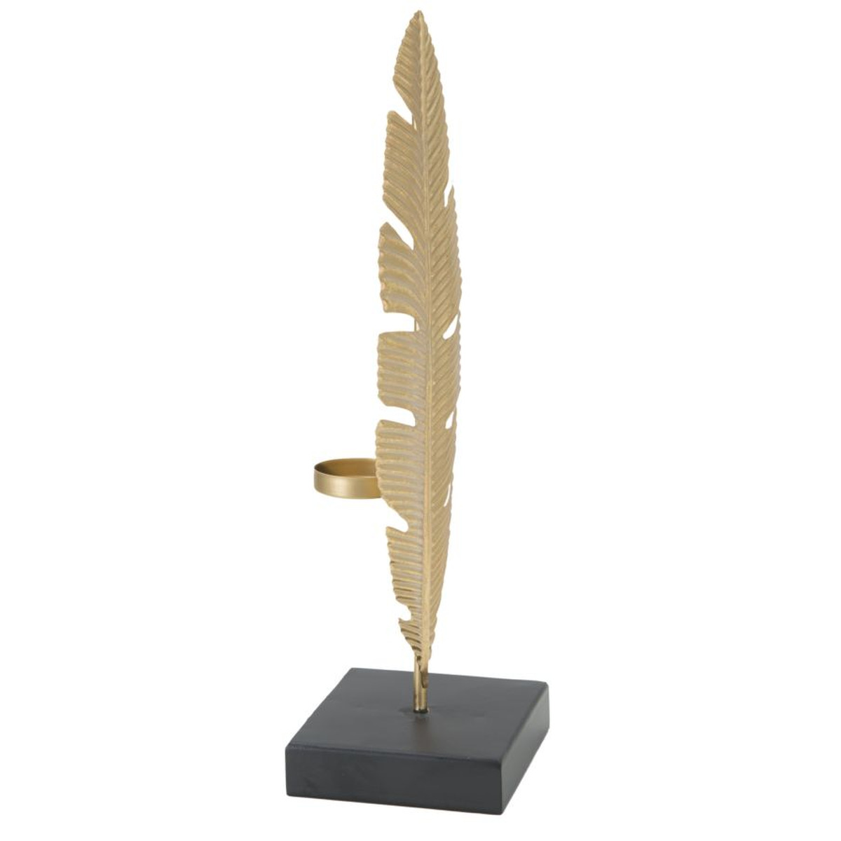 Kendra Home - Scultura Foglia 75, Oro, 10x10x34 cm