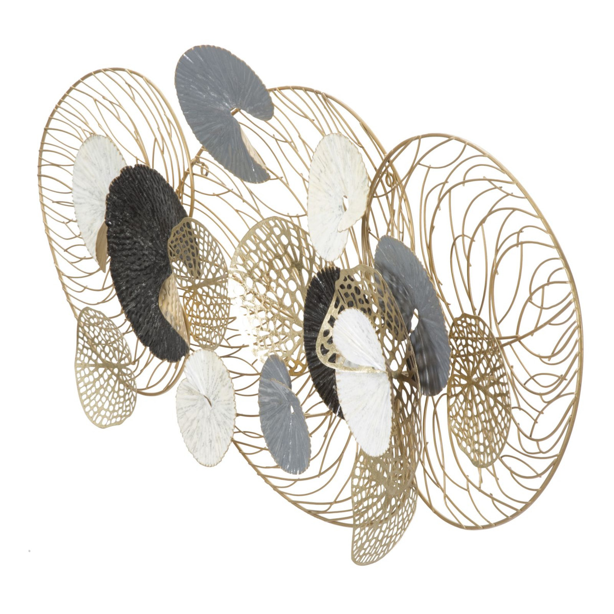 Kendra Home - Decorazione in Metallo 3D Cerchi, Multicolore, 124,5x9,5x55 cm