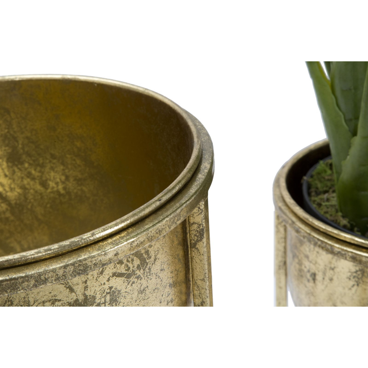 Kendra Home - Set di 2 Vasi per Piante VKH402, Oro, 27x27x62 cm