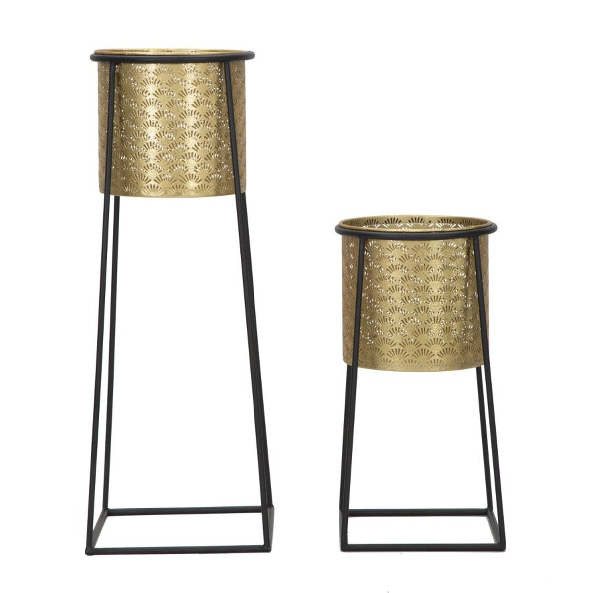 Kendra Home - Set di 2 Vasi per Piante VKH392, Oro, 26x26x70 cm