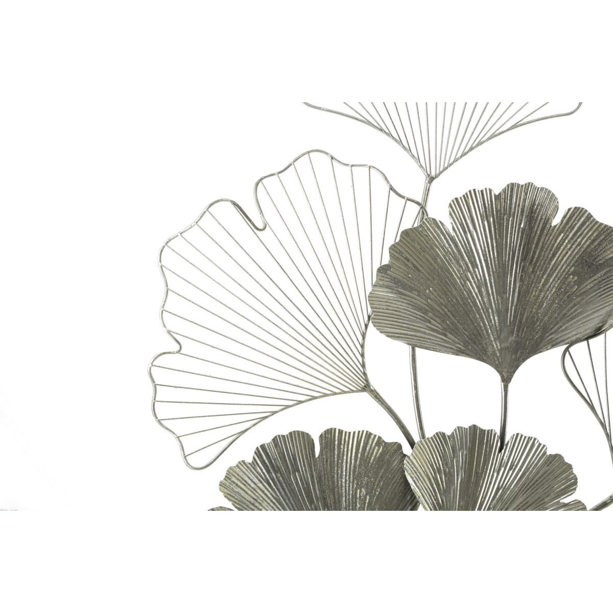 Kendra Home - 3D Metal Decoration Leaf 47, Silver, 62x4x86 cm