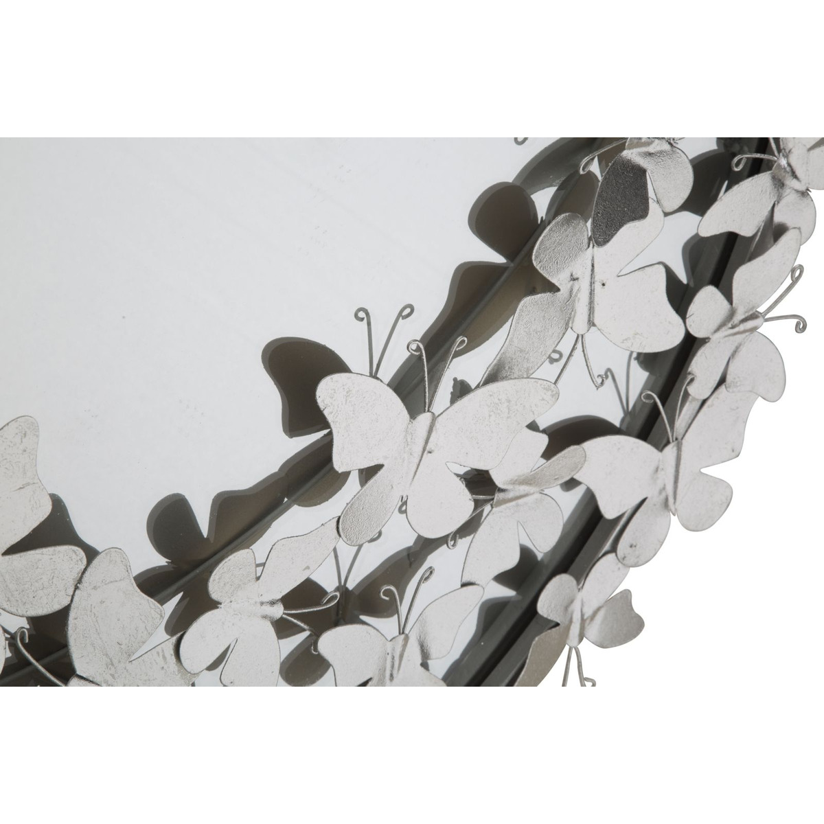 Kendra Home - Specchio con Cornice Farfalla 30, Argento, 91x3x94 cm
