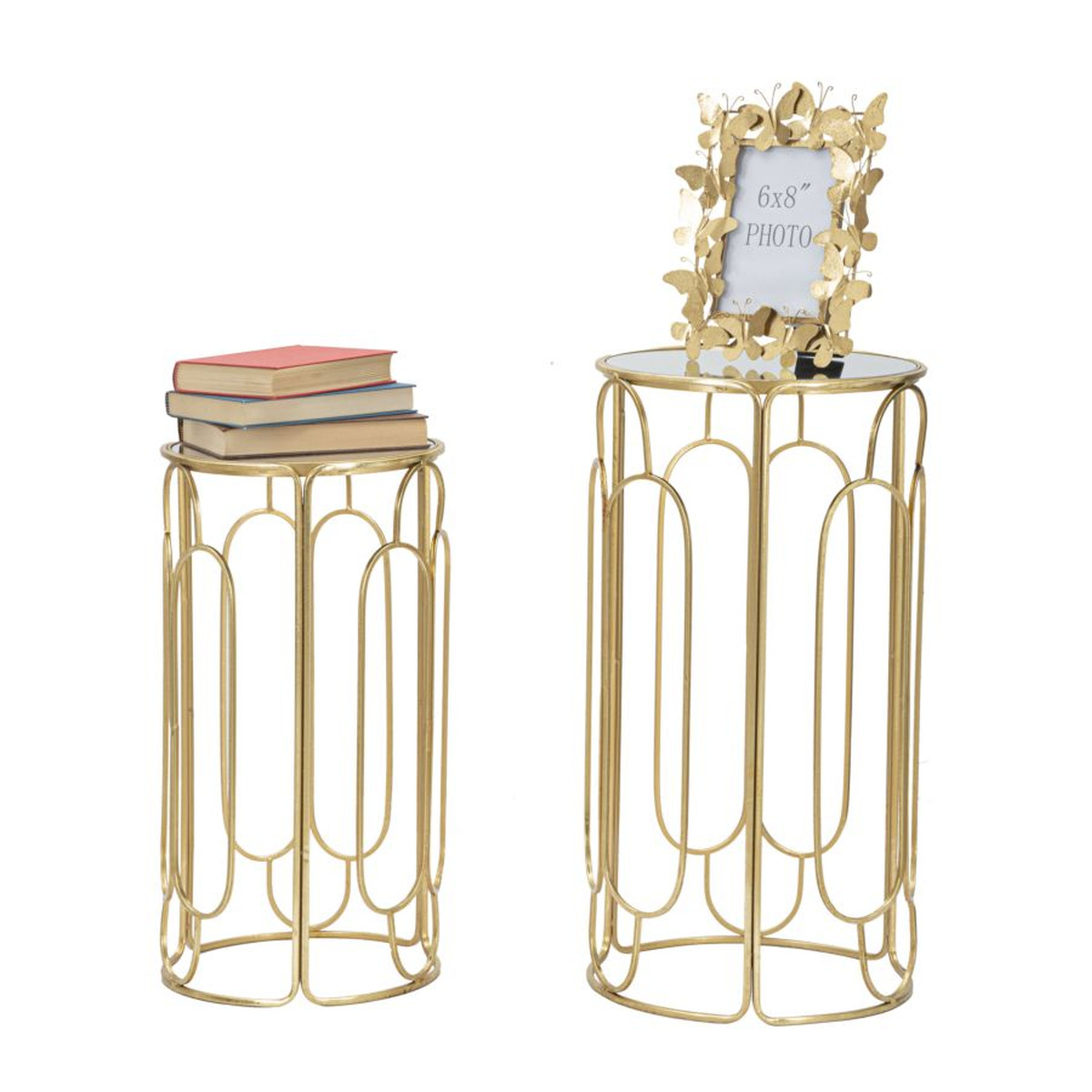 Kendra Home - Set Tavolini VKH555, Oro, 36,5x36,5x70 cm