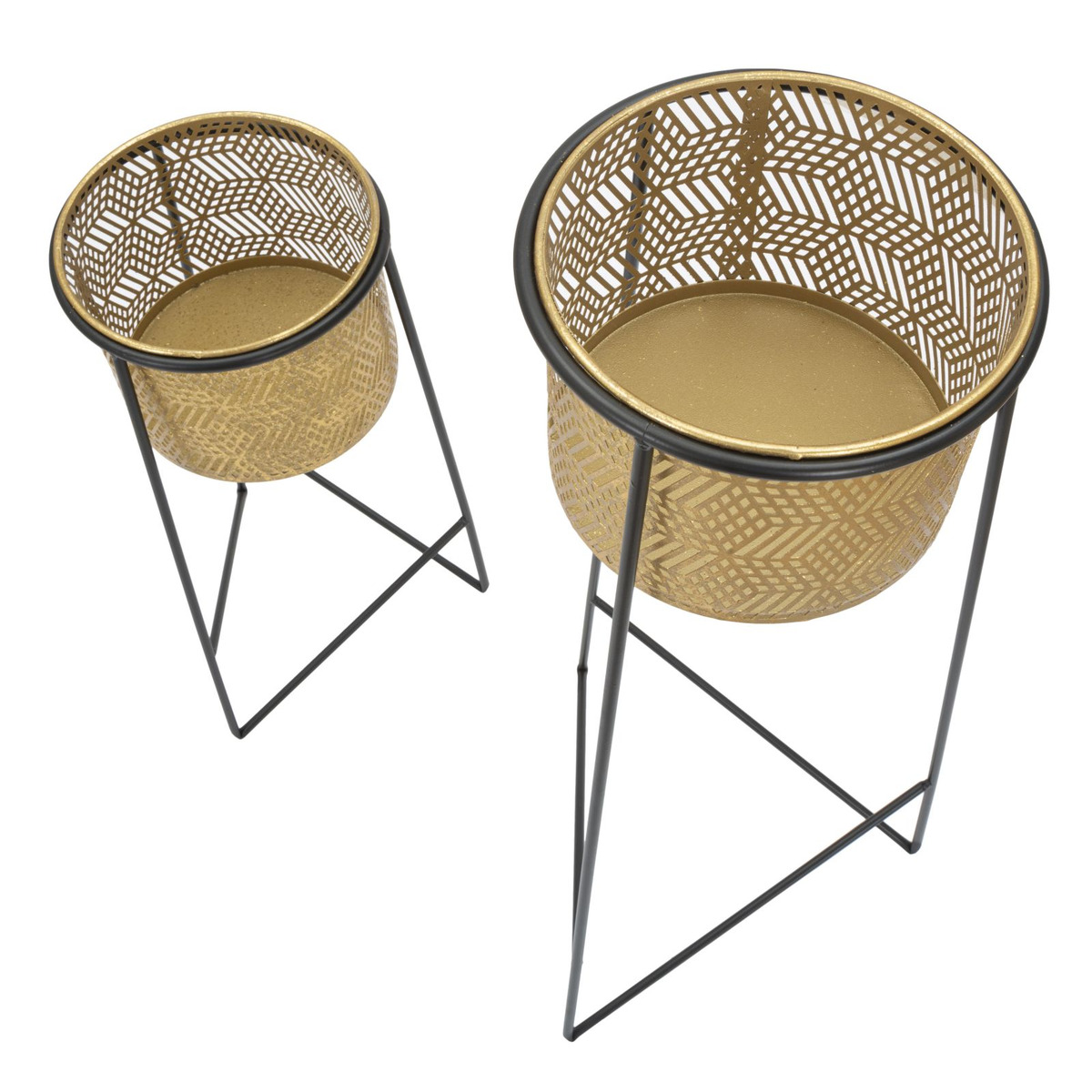 Kendra Home - Set di 2 Vasi per Piante VKH395, Oro, 37x37x76 cm