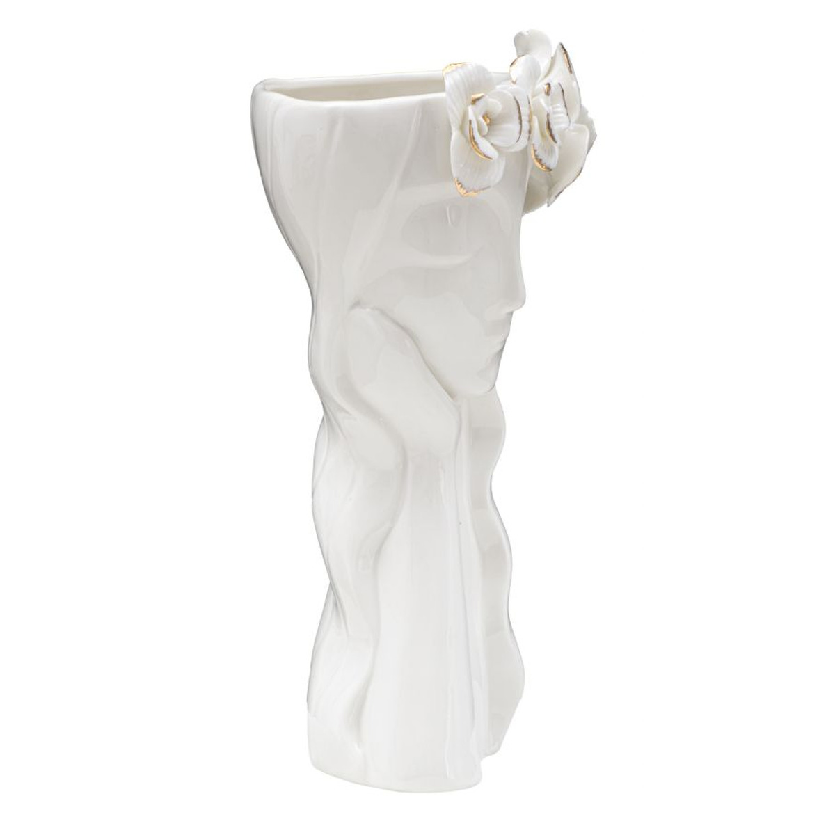 Kendra Home - Decorative Vase Face 28, White, 14,8x13x29 cm