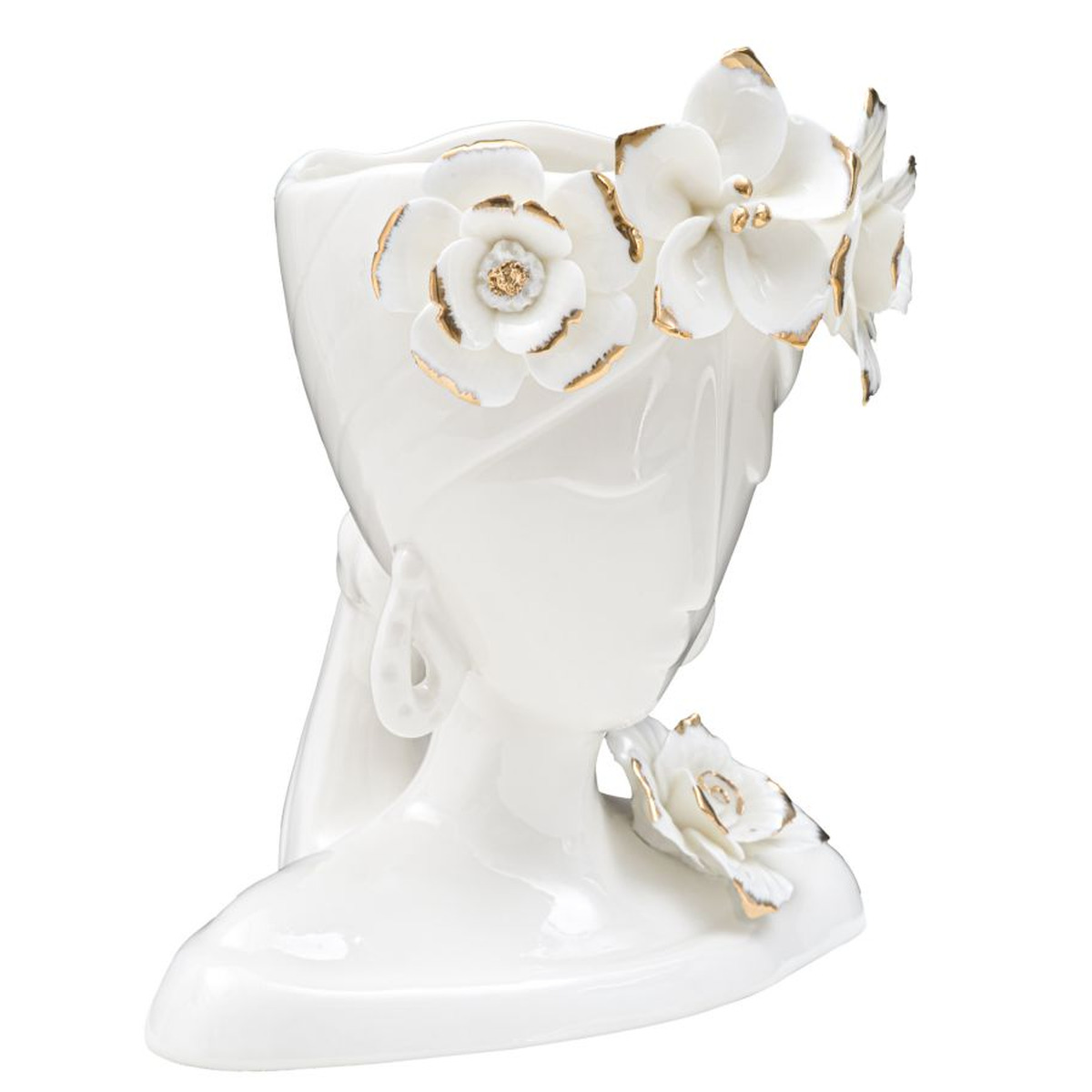 Kendra Home - Decorative Vase Face 27, White, 21,7x14x21 cm