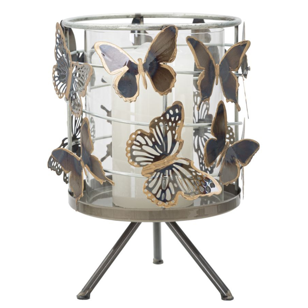 Kendra Home - Portacandela Farfalla 20, Multicolore, 15x15x23,5 cm