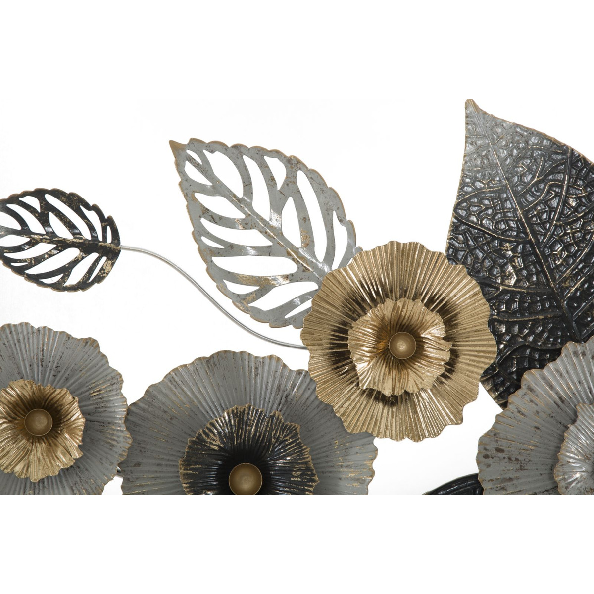 Kendra Home - Decorazione in Metallo 3D Fiori 5, Multicolore, 120x7x59 cm