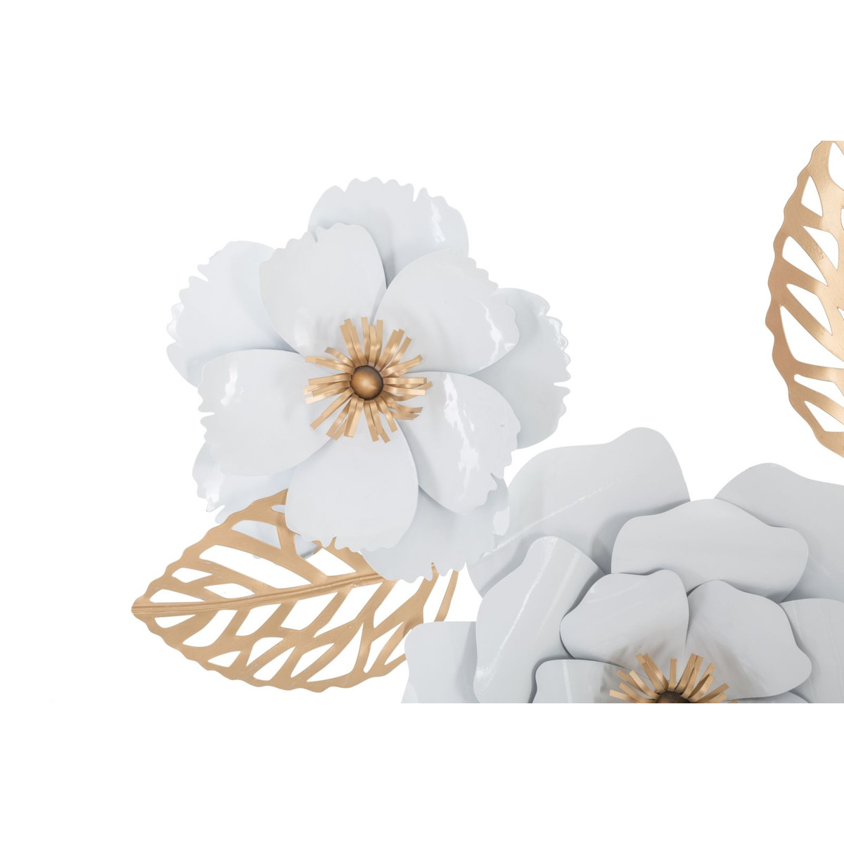 Kendra Home - Decorazione in Metallo 3D Fiori 2, Bianco, 158x9x60 cm