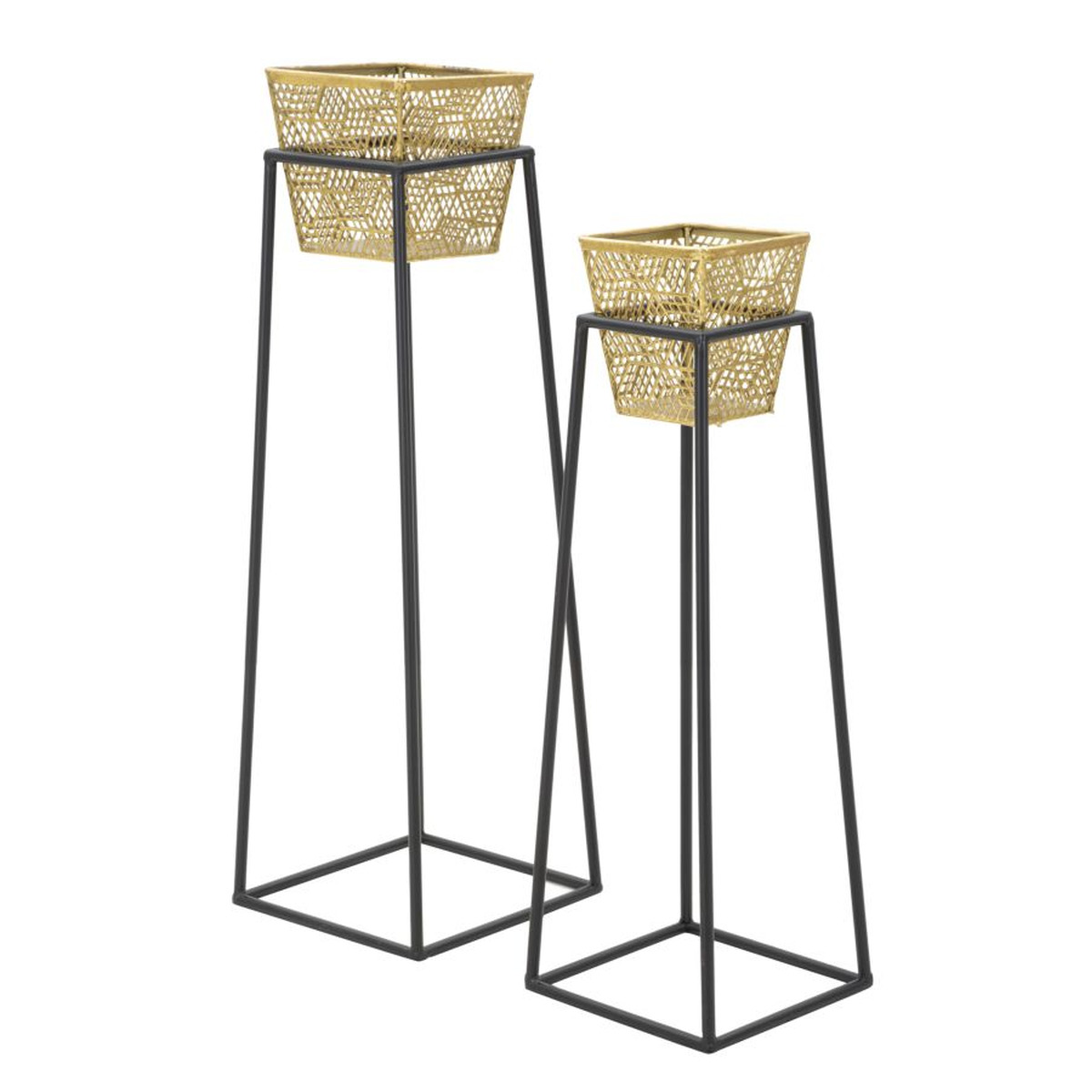 Kendra Home - Set di 2 Vasi per Piante VKH417, Oro, 23x23x70 cm