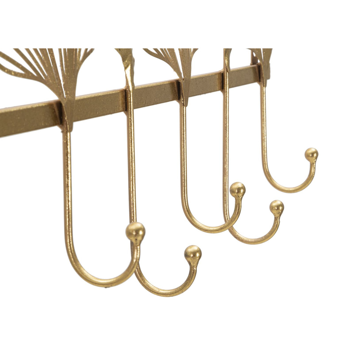 Kendra Home - Appendiabiti da Parete Foglia 8, Oro, 66,2x6x26,3 cm