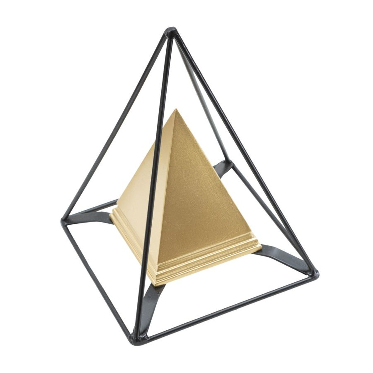 Kendra Home - Scultura Piramide 1, Oro, 15x15x19,5 cm
