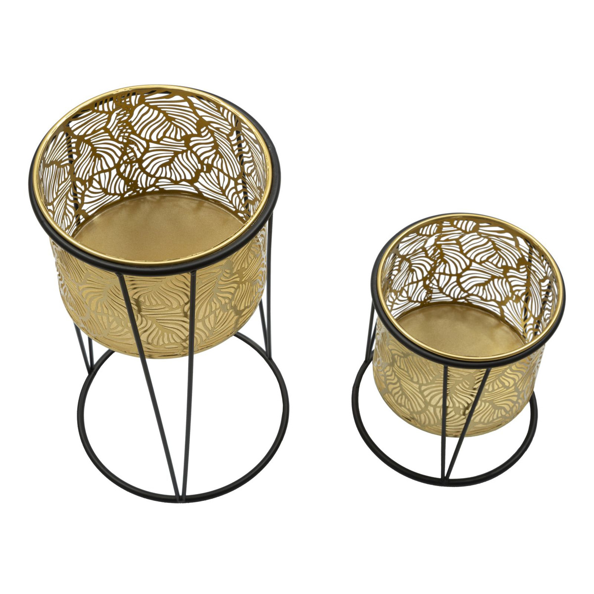 Kendra Home - 2 pcs Plant Pots Set VKH399, Gold, 21x21x40 cm