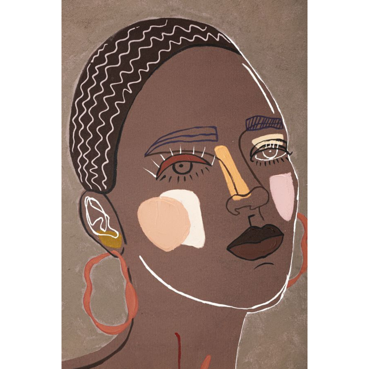 Kendra Home - Stampa su Tela Viso 16, Marrone, 80x2,8x100 cm