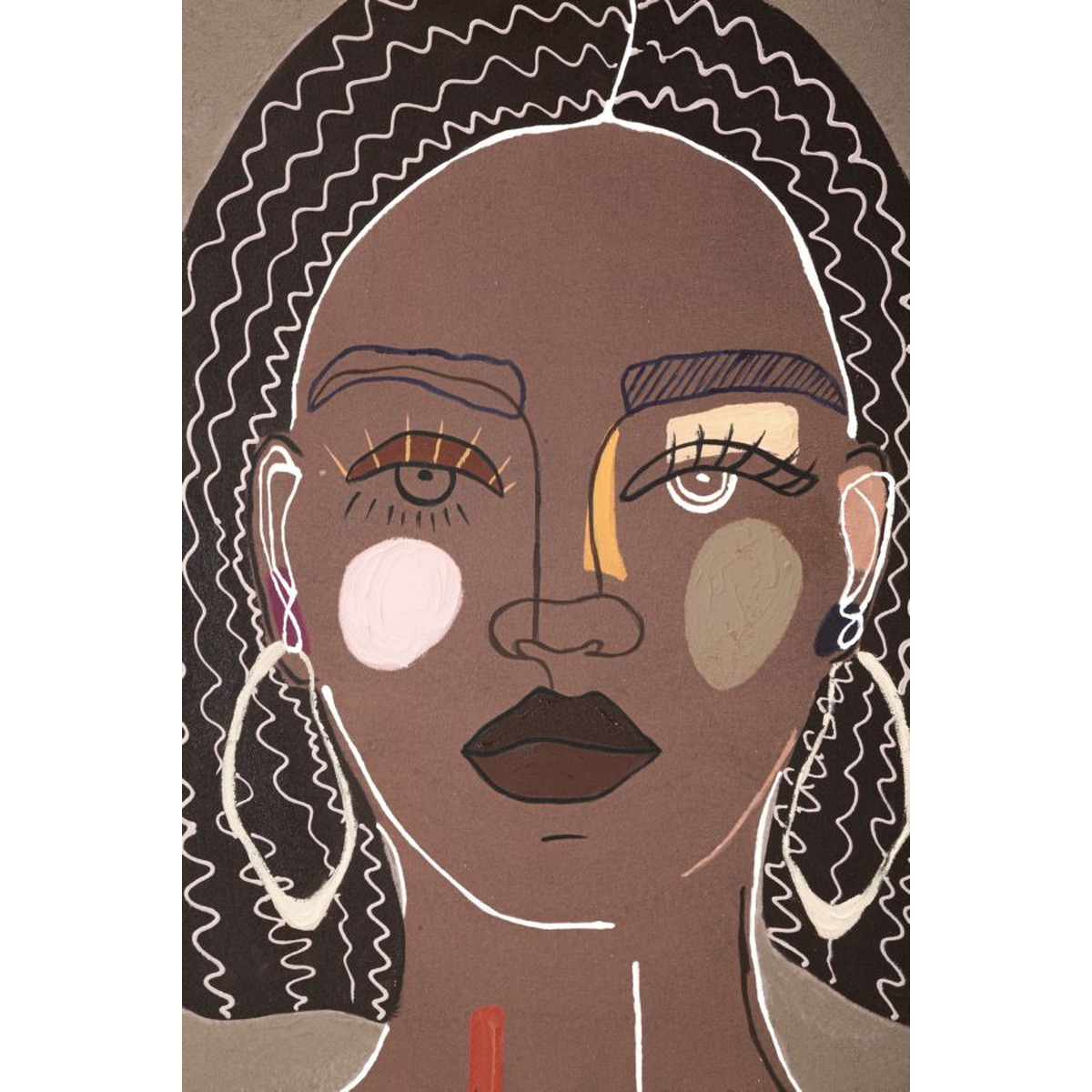 Kendra Home - Stampa su Tela Viso 17, Marrone, 80x2,8x100 cm