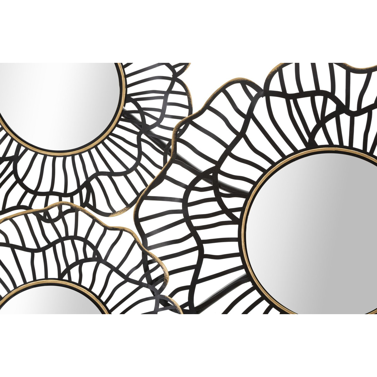 Kendra Home - Decorazione in Metallo 3D Cerchi 3, Nero, 121x5x56 cm