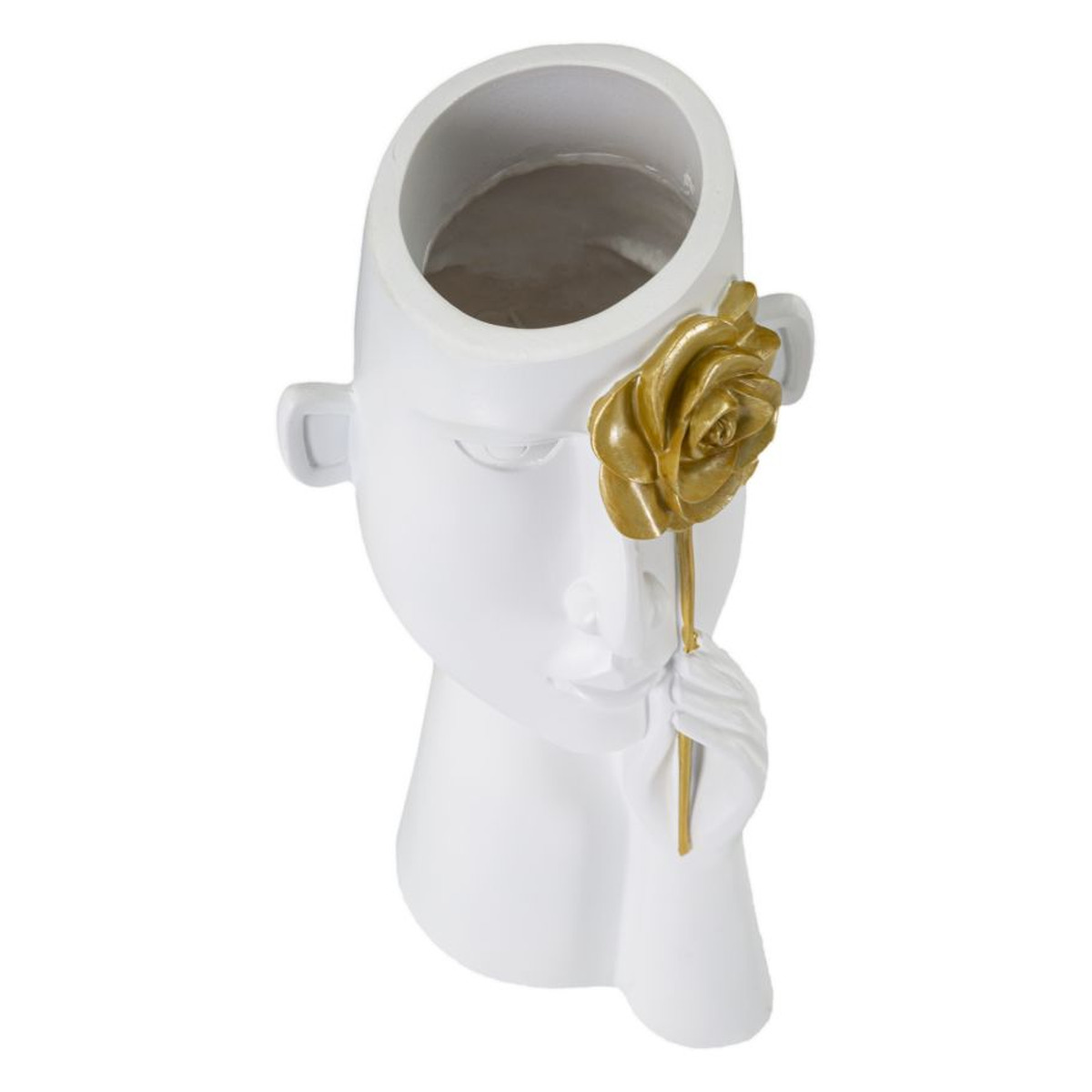 Kendra Home - Vaso Decorativo Viso 21, Bianco, 14x13x27 cm