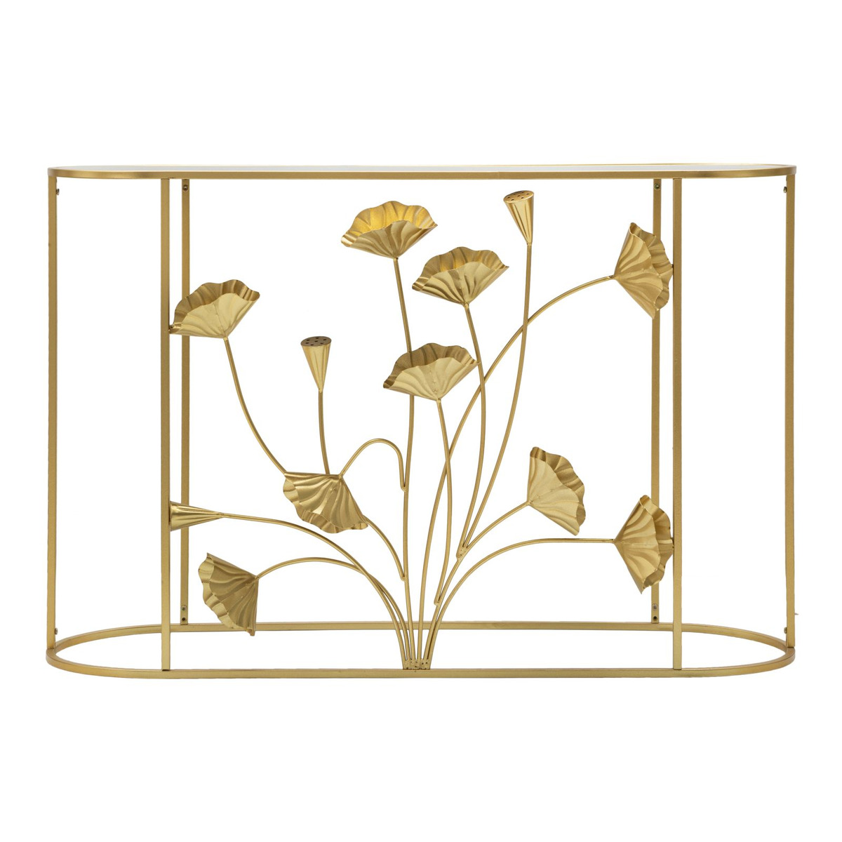 Kendra Home - Tavolo Consolle Foglia 73, Oro, 120x40x80 cm