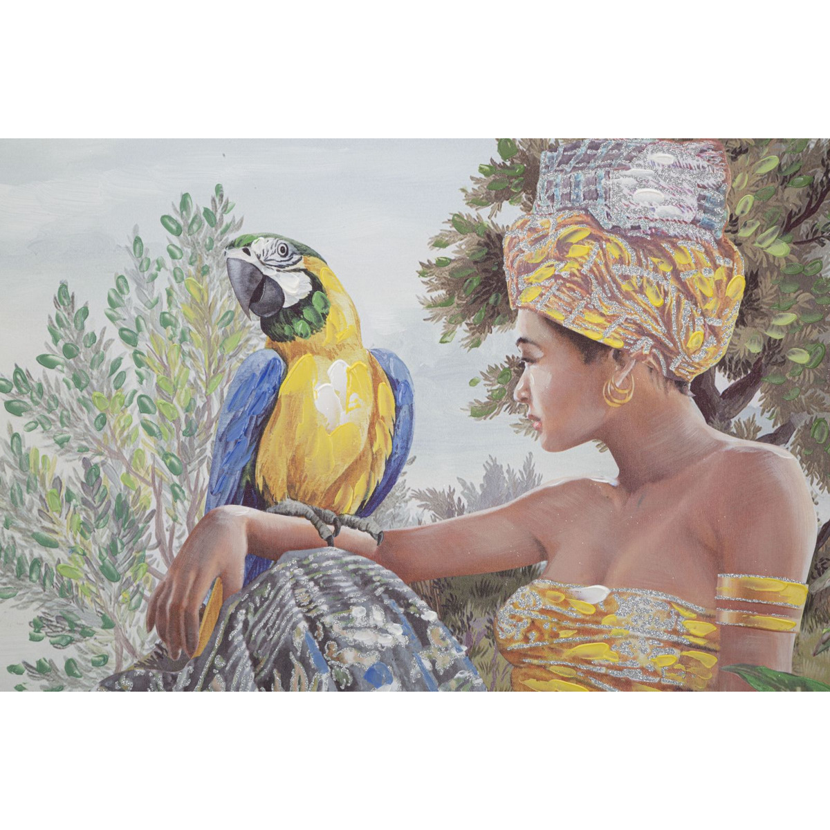 Kendra Home - Stampa su Tela Tropicale 1, Multicolore, 120x3x90 cm