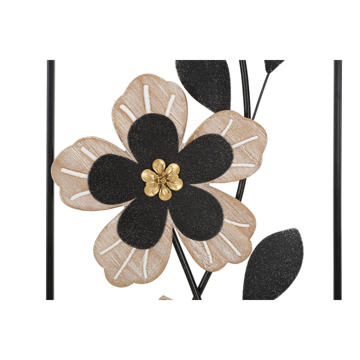 Kendra Home - Decorazione in Metallo 3D Fiori 50, Nero, 27x2,5x70 cm