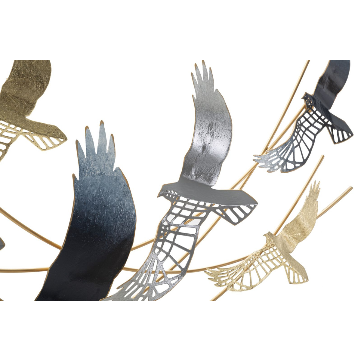 Kendra Home - Decorazione in Metallo 3D Uccelli, Multicolore, 90,8x6,4x50,8 cm