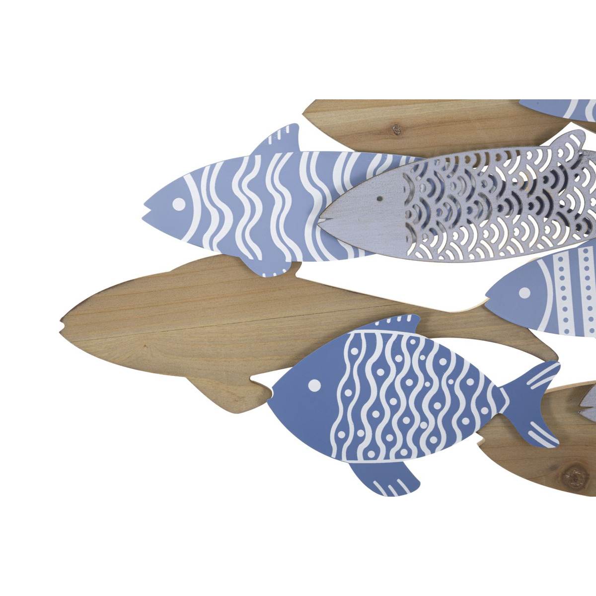 Kendra Home - Decorazione in Metallo e Legno Pesce 10, Multicolore, 91x3x33,5 cm