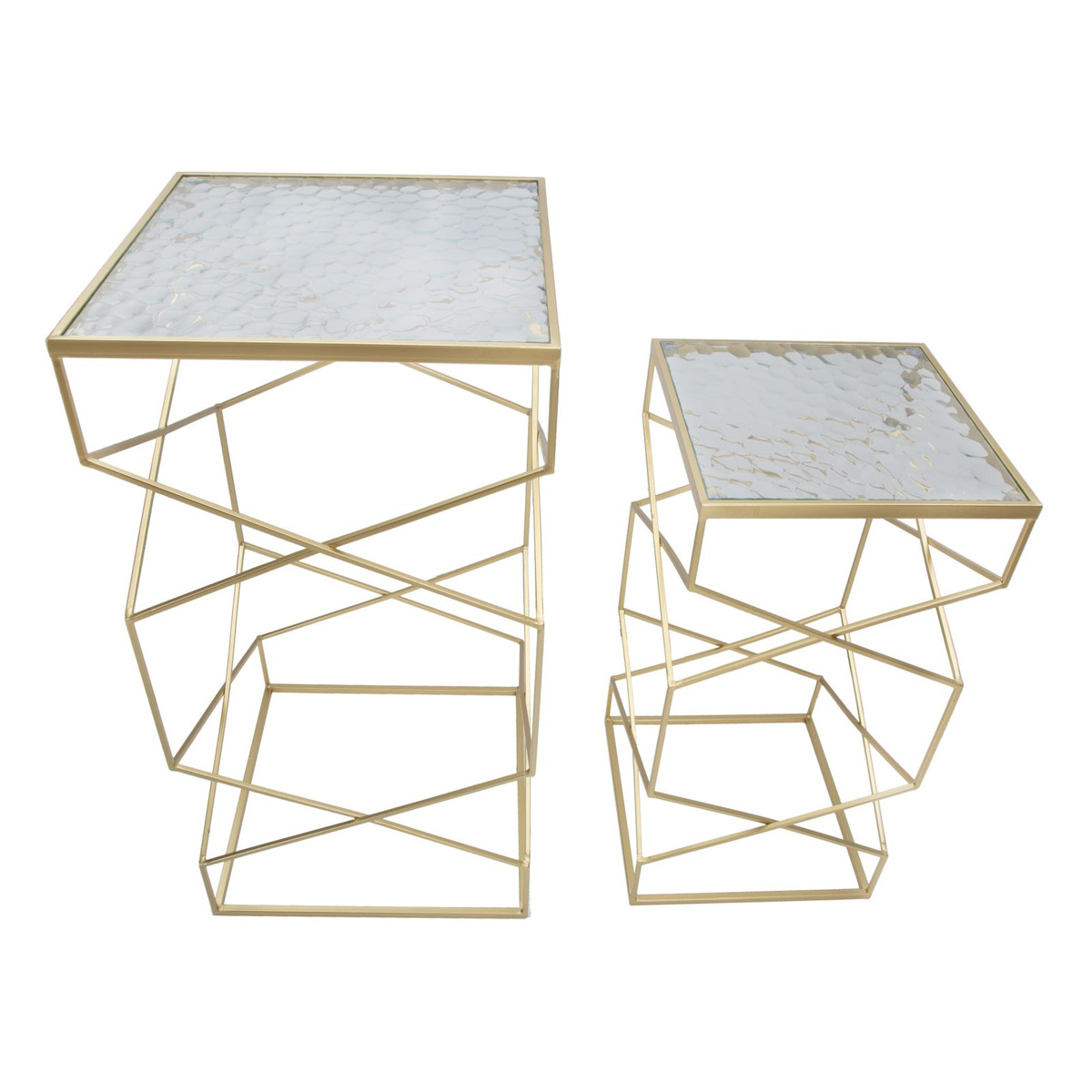 Kendra Home - Set Tavolini VKH595, Oro, 50x50x100 cm