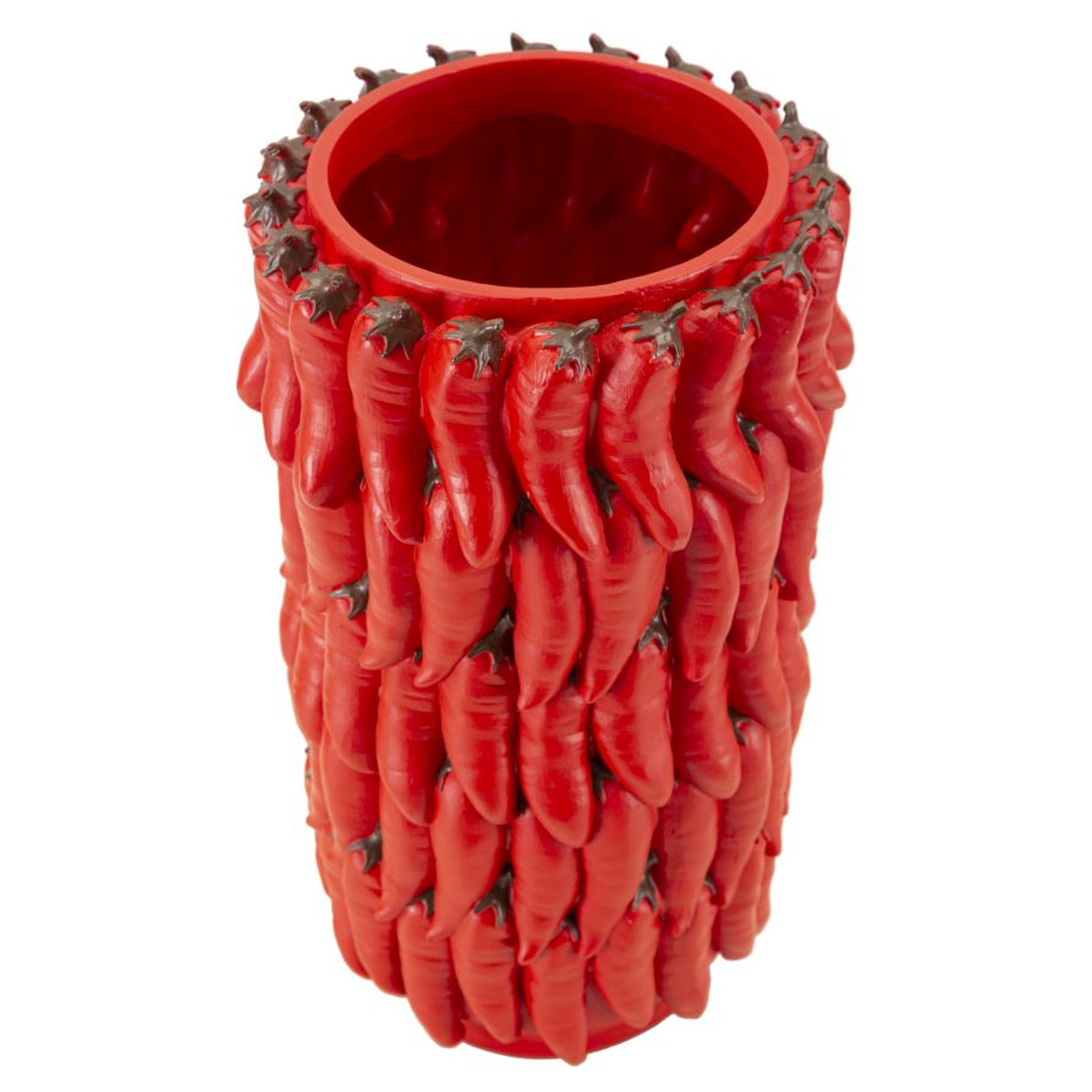 Kendra Home - Vaso Decorativo Peperoncini, Rosso, 20x20x34 cm