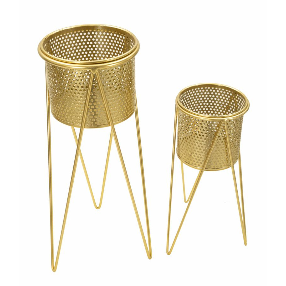 Kendra Home - Set di 2 Vasi per Piante VKH404, Oro, 21x20x46 cm